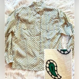 Vintage Liz Claiborne Button Down Green Paisley Women’s Size 8